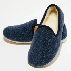 Homme Apologie Studio Chaussons^Chaussons charentais fourrés en Laine marine