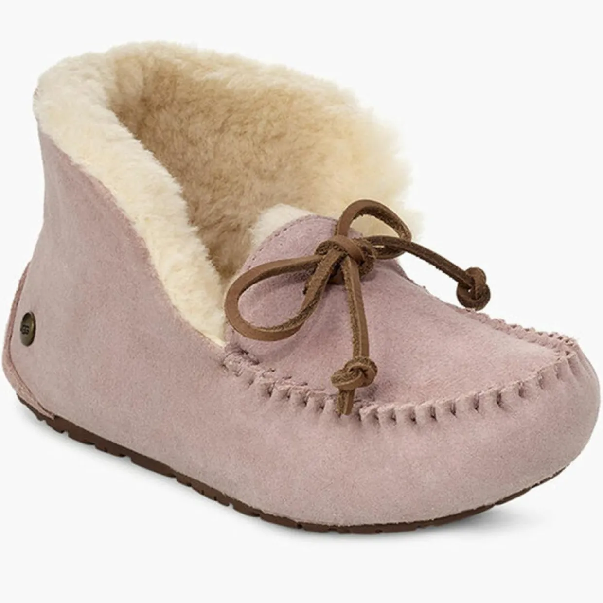 Enfant Ugg Fille^Chaussons fourrés Laine en Velours de Cuir Alena roses