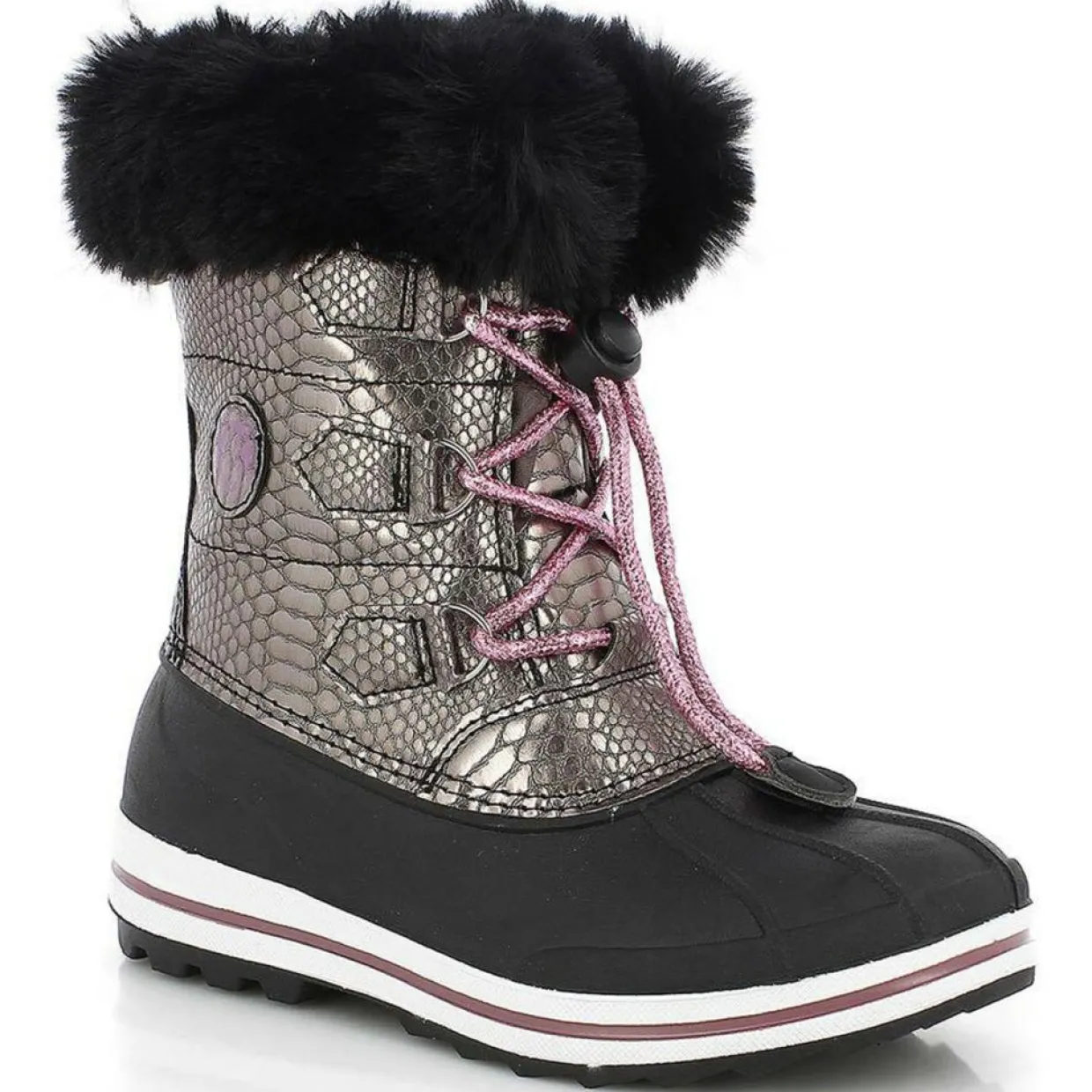 Femme Kimberfeel Bottines^Chaussures de Montagne Diana fourrées noir/argenté