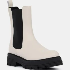 Femme Galeries Lafayette Bottines^Chelsea boots en Cuir beiges - Talon 4 cm