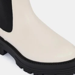 Femme Galeries Lafayette Bottines^Chelsea boots en Cuir beiges - Talon 4 cm
