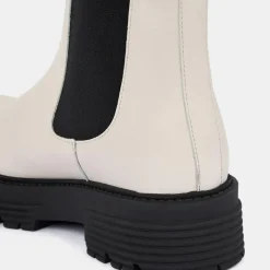 Femme Galeries Lafayette Bottines^Chelsea boots en Cuir beiges - Talon 4 cm
