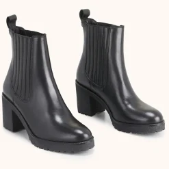 Femme Cosmoparis Bottines^Chelsea boots en Cuir Bena noirs - Talon 7 cm