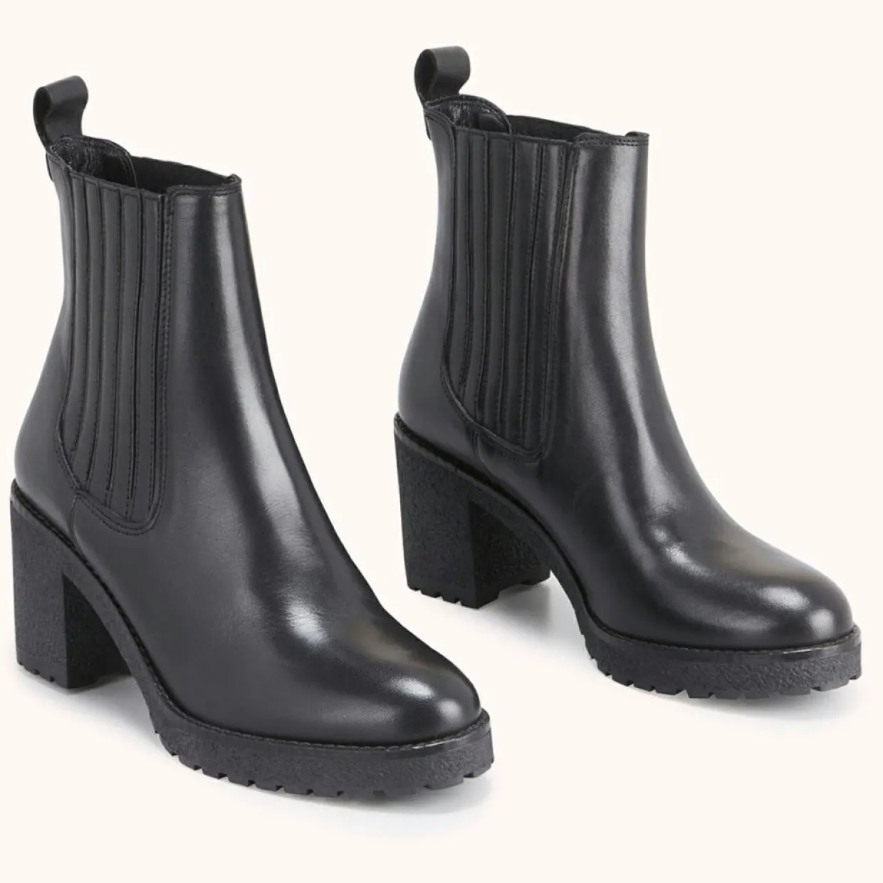 Femme Cosmoparis Bottines^Chelsea boots en Cuir Bena noirs - Talon 7 cm