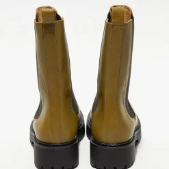 Femme Apologie Bottines^Chelsea Boots en Cuir Carmen kaki