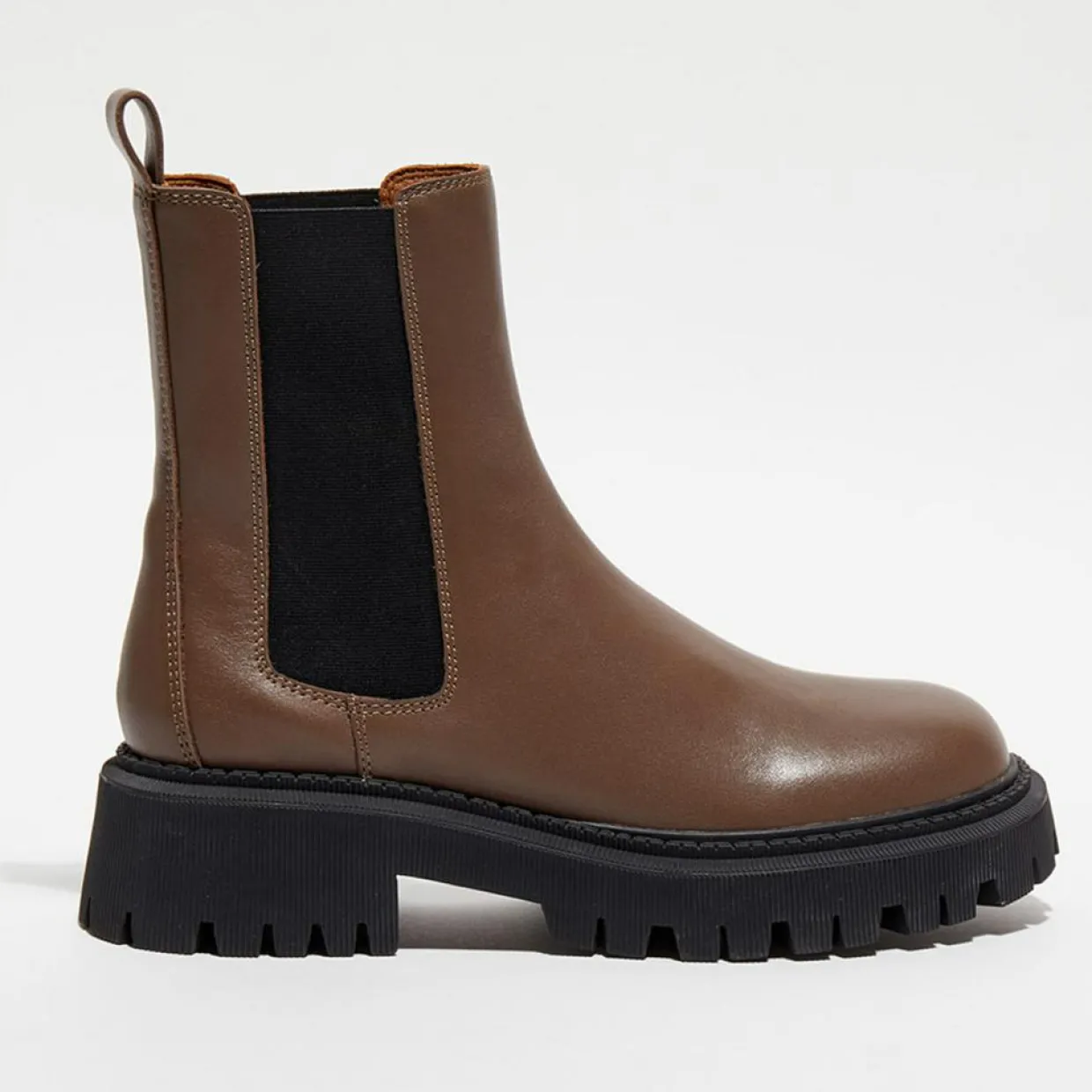 Femme Mi/Mai Bottines^Chelsea Boots en Cuir Chunky marron