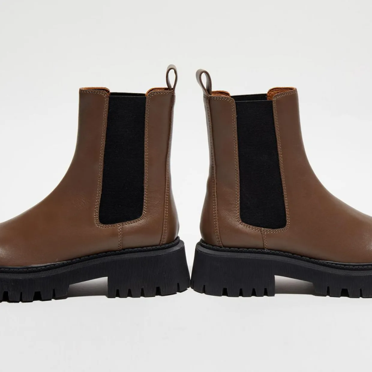 Femme Mi/Mai Bottines^Chelsea Boots en Cuir Chunky marron