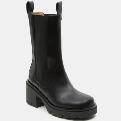 Femme Flattered Bottines^Chelsea Boots en Cuir Mid noires - Talon 8 cm