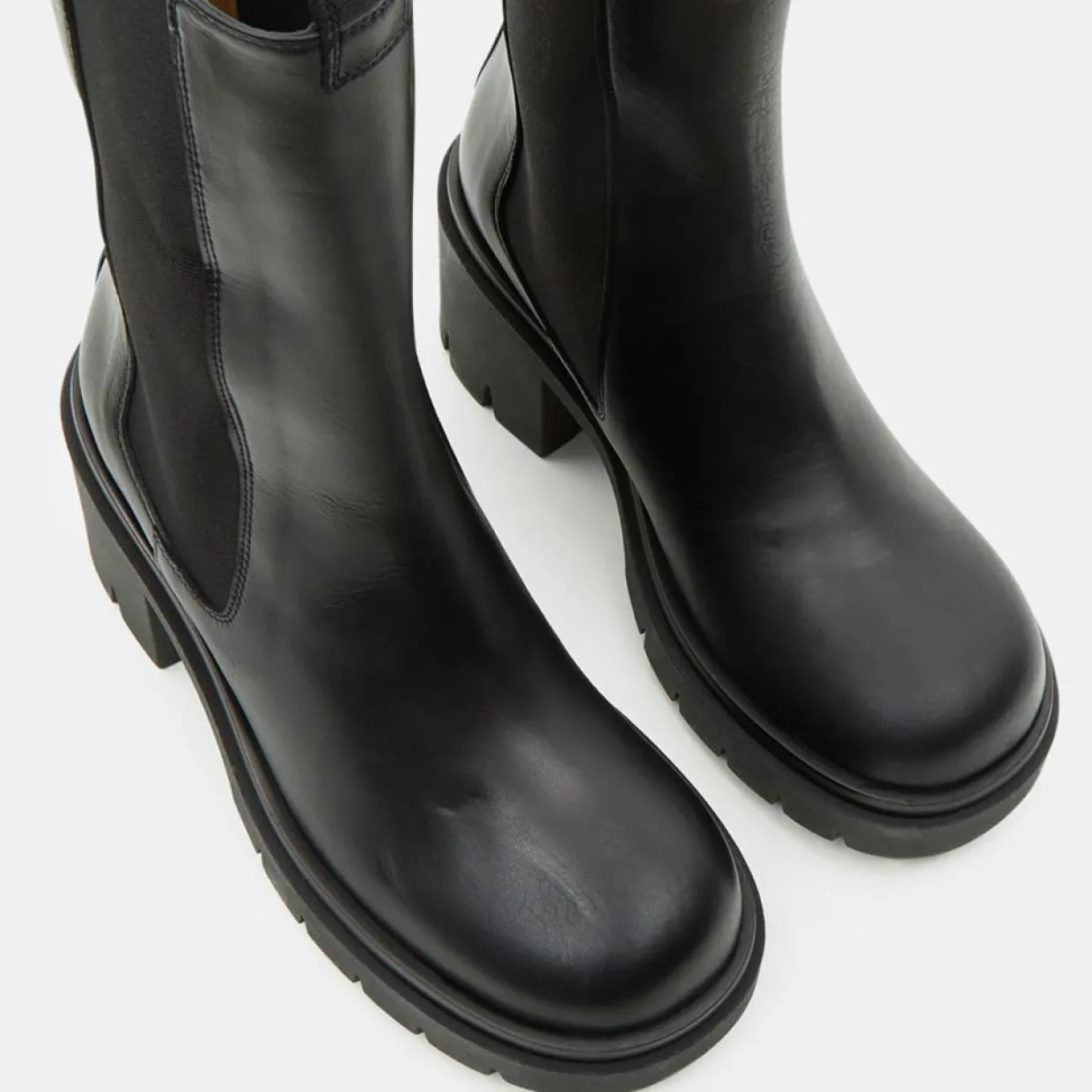 Femme Flattered Bottines^Chelsea Boots en Cuir Mid noires - Talon 8 cm