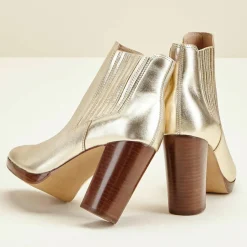 Chelsea Boots en Cuir Romi platine - Talon 9 cm-Cosmoparis New