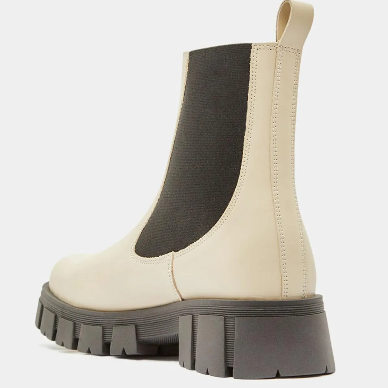 Femme Galeries Lafayette Bottines^Chelsea boots en Cuir semelle épaisse beiges - Talon 4,5 cm