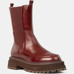 Femme Galeries Lafayette Bottines^Chelsea Boots en Cuir semelle épaisse marron - Talon 4.5 cm