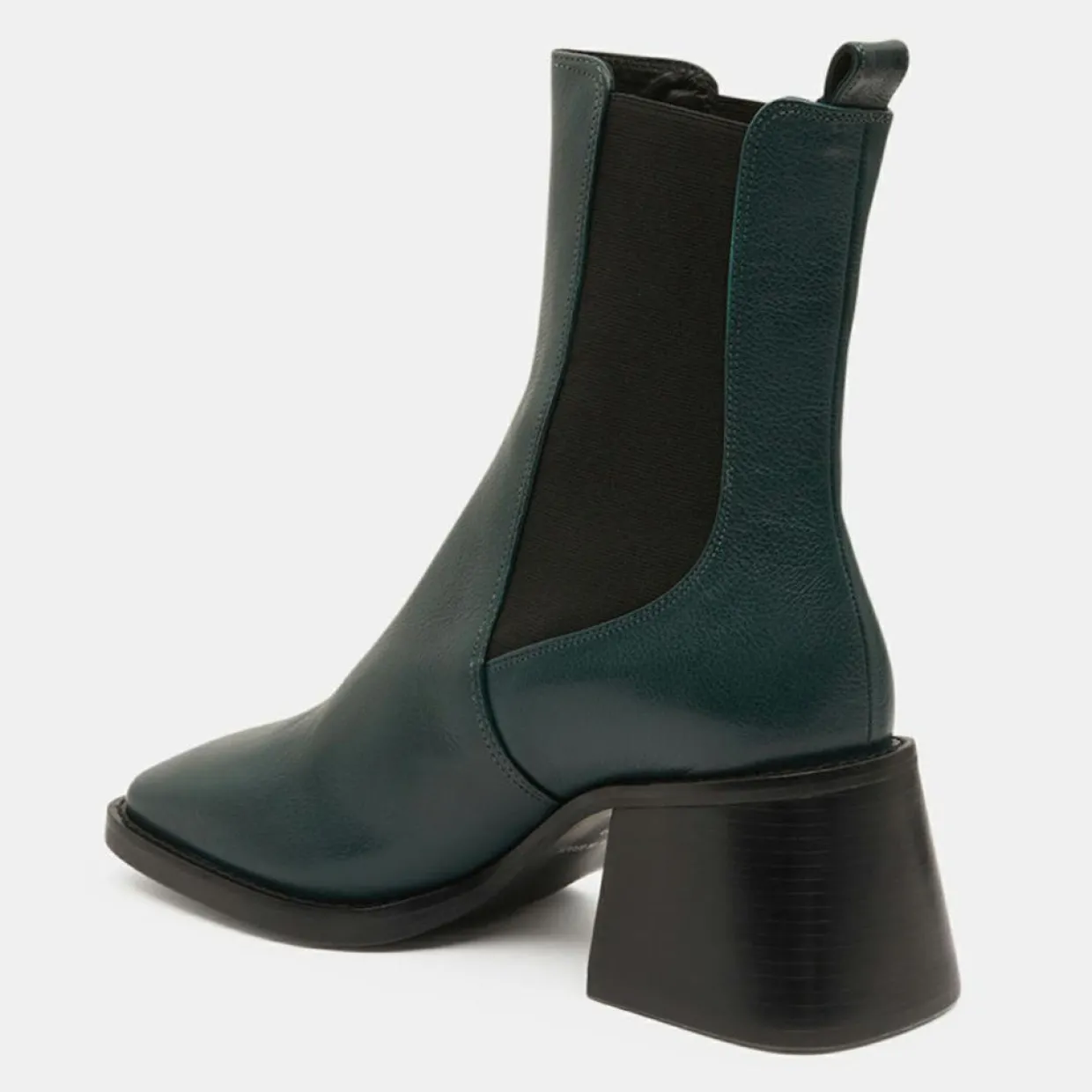 Femme Galeries Lafayette Bottines^Chelsea Boots en Cuir talon flare bout carré vertes - Talon 6 cm