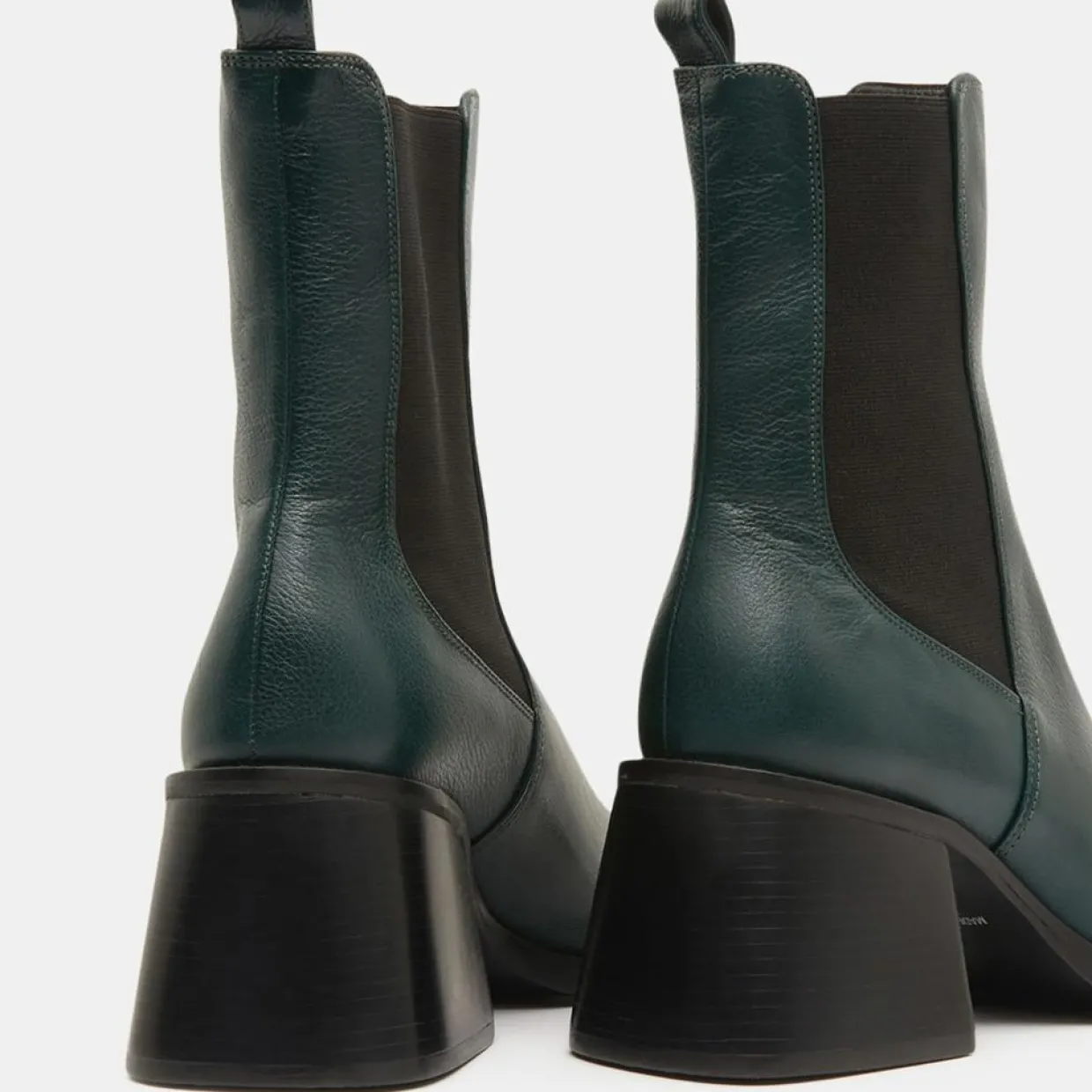 Femme Galeries Lafayette Bottines^Chelsea Boots en Cuir talon flare bout carré vertes - Talon 6 cm
