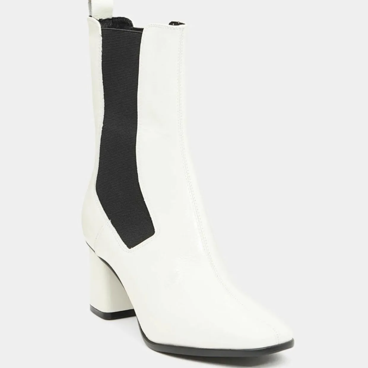 Chelsea Boots en Cuir verni à tige haute écrues - Talon 7 cm-Galeries Lafayette New