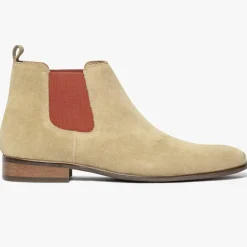 Chelsea boots en Velours de Cuir Olympio beiges-Bocage