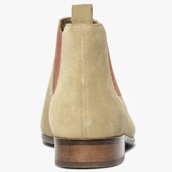 Chelsea boots en Velours de Cuir Olympio beiges-Bocage