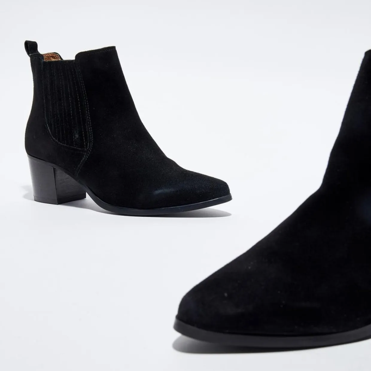 Chelsea boots en Velours de Cuir Fali noires - Talon 5 cm-Cosmoparis Best