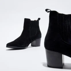 Chelsea boots en Velours de Cuir Fali noires - Talon 5 cm-Cosmoparis Best