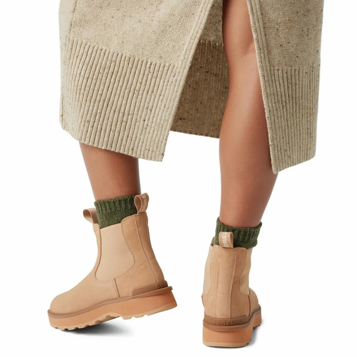Femme Sorel Bottines^Chelsea boots en Velours de Cuir Hi-Line camel