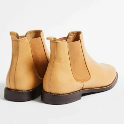 Homme Klom Boots^Chelsea Boots Jules en Cuir grainé cognac