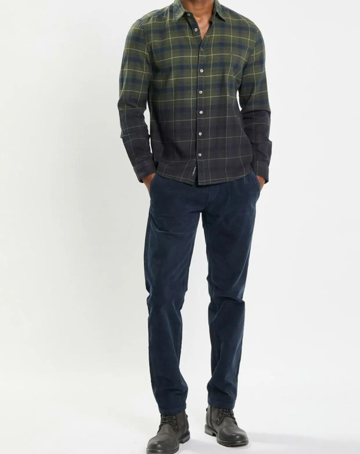 Homme Marc O'Polo Chemises^Chemise à Carreaux Degradé Sl kaki/bleu