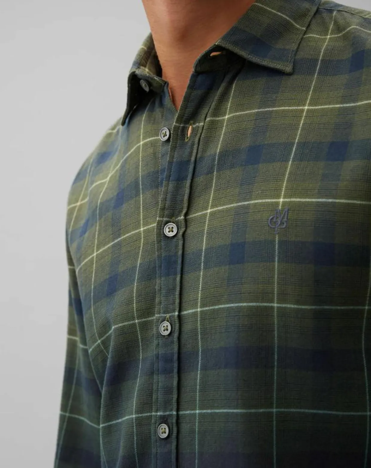 Homme Marc O'Polo Chemises^Chemise à Carreaux Degradé Sl kaki/bleu