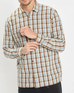 Homme Marc O'Polo Chemises^Chemise 100% Coton Bio Relaxed Fit à carreaux bleu/marron