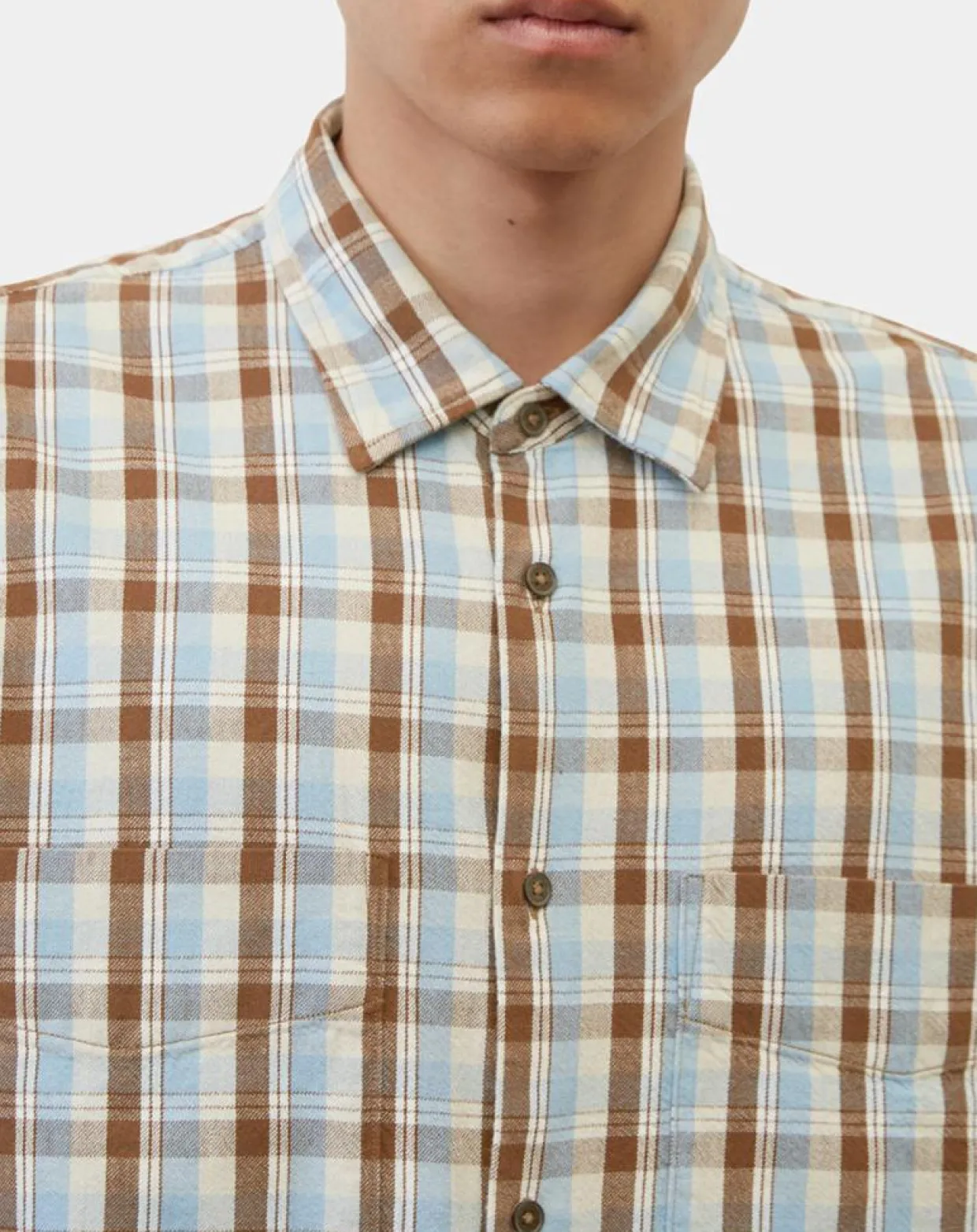 Homme Marc O'Polo Chemises^Chemise 100% Coton Bio Relaxed Fit à carreaux bleu/marron
