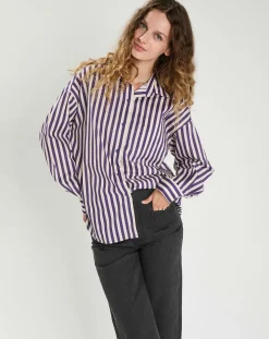 Chemise Emy violet/crème-The Korner Online