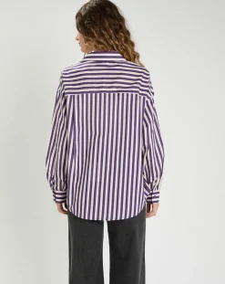 Chemise Emy violet/crème-The Korner Online