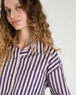 Chemise Emy violet/crème-The Korner Online