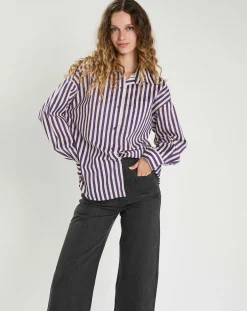 Chemise Emy violet/crème-The Korner Online