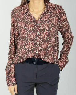 Chemise en Soie mélangée Soan imprimée étoile rouge/noir-Lauren Vidal Outlet