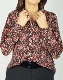 Chemise en Soie mélangée Soan imprimée étoile rouge/noir-Lauren Vidal Outlet