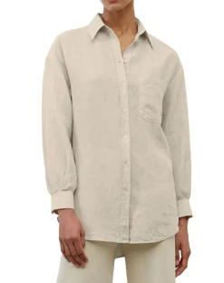 Chemise 100% Lin Drapé beige-Marc O'Polo Discount