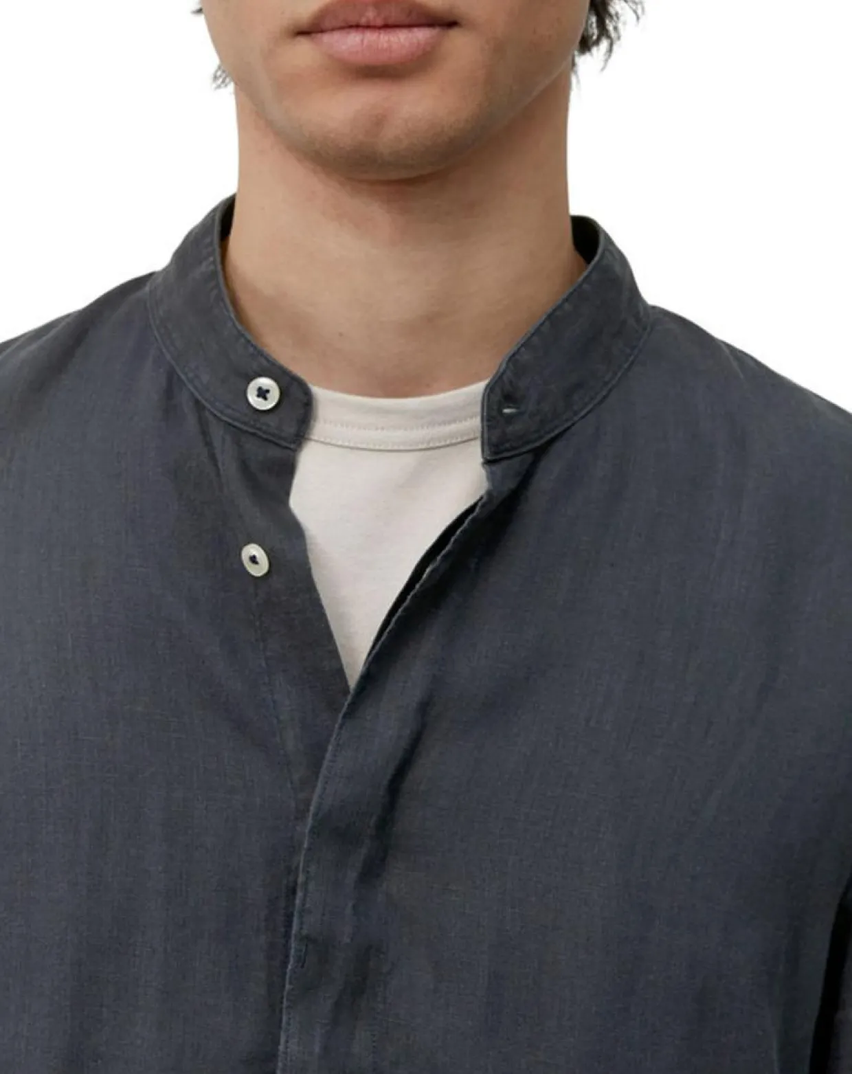 Chemise 100% Lin manches longues Mao Sf bleu marine-Marc O'Polo Outlet