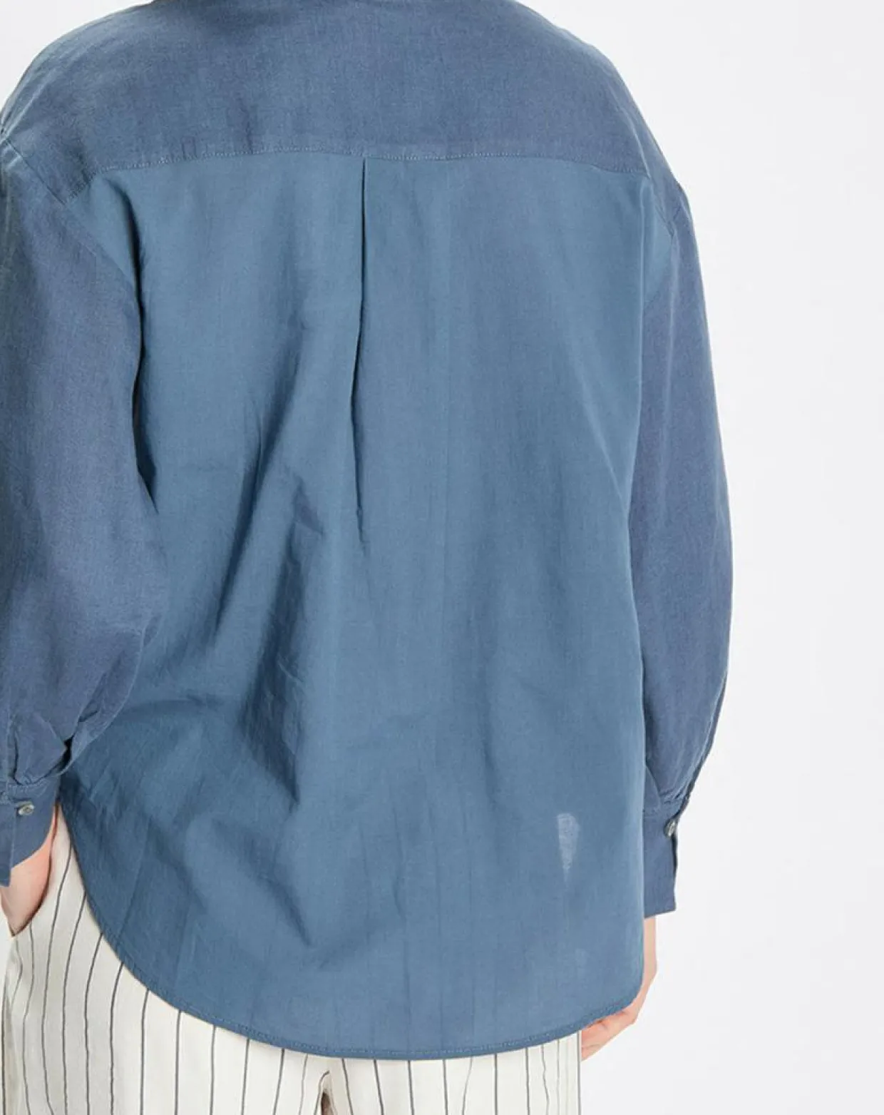 Chemise 100% Lin sans manches Col bleu moyen-Marc O'Polo