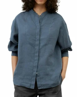 Chemise 100% Lin sans manches Col bleu moyen-Marc O'Polo