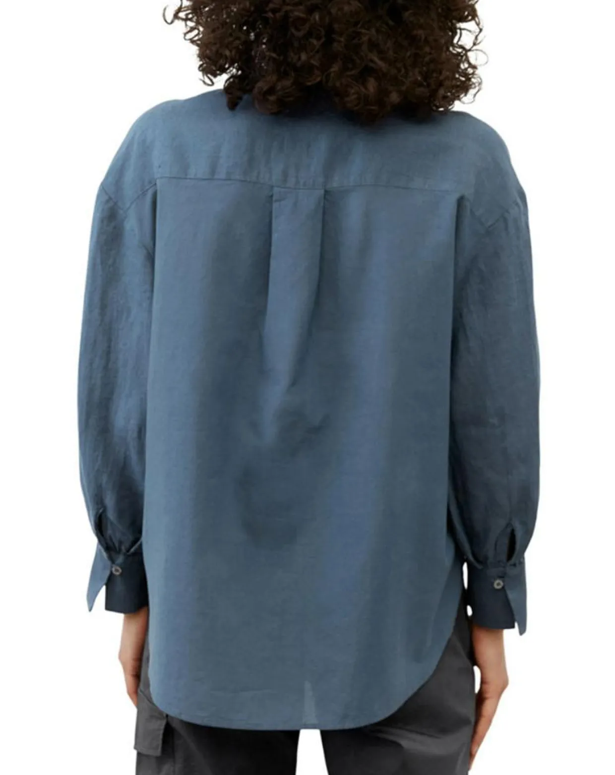 Chemise 100% Lin sans manches Col bleu moyen-Marc O'Polo