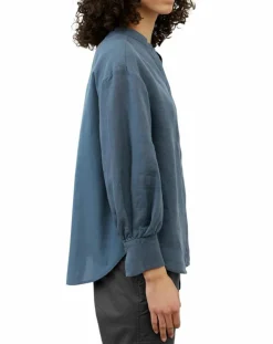 Chemise 100% Lin sans manches Col bleu moyen-Marc O'Polo