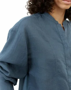 Chemise 100% Lin sans manches Col bleu moyen-Marc O'Polo