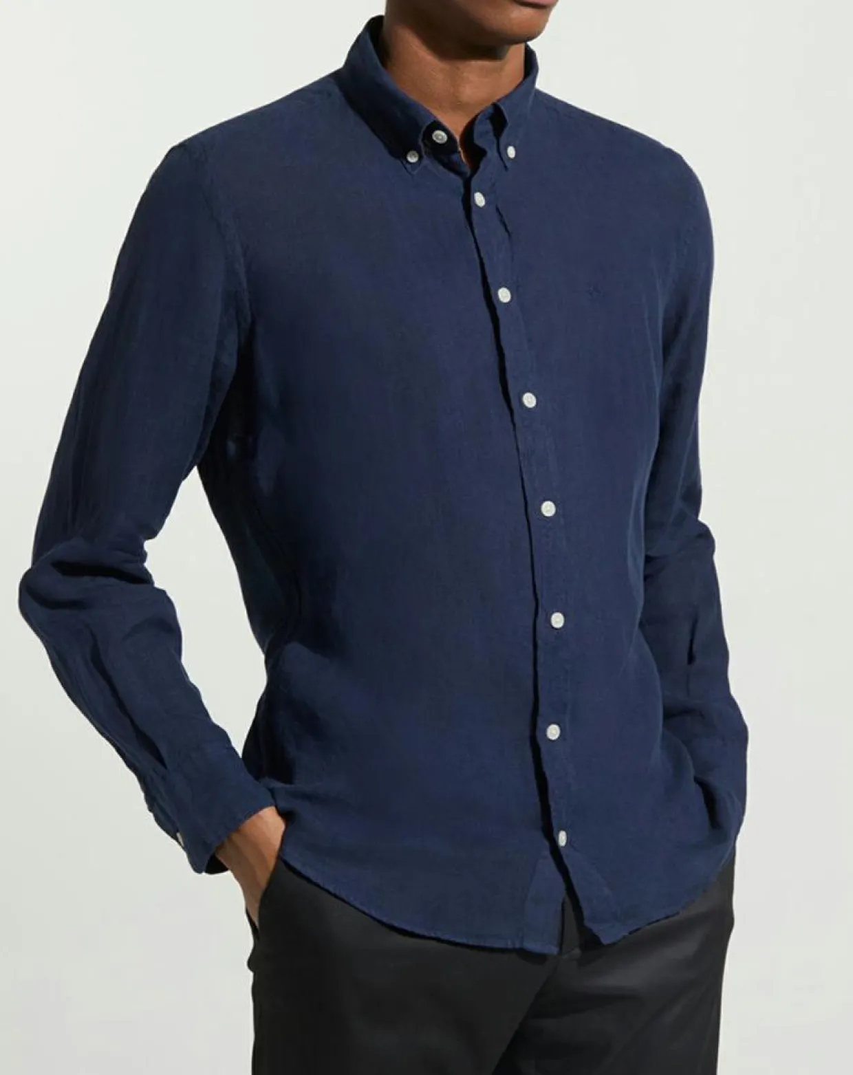 Chemise 100% Lin Slim Fit bleu foncé-Hackett London Hot