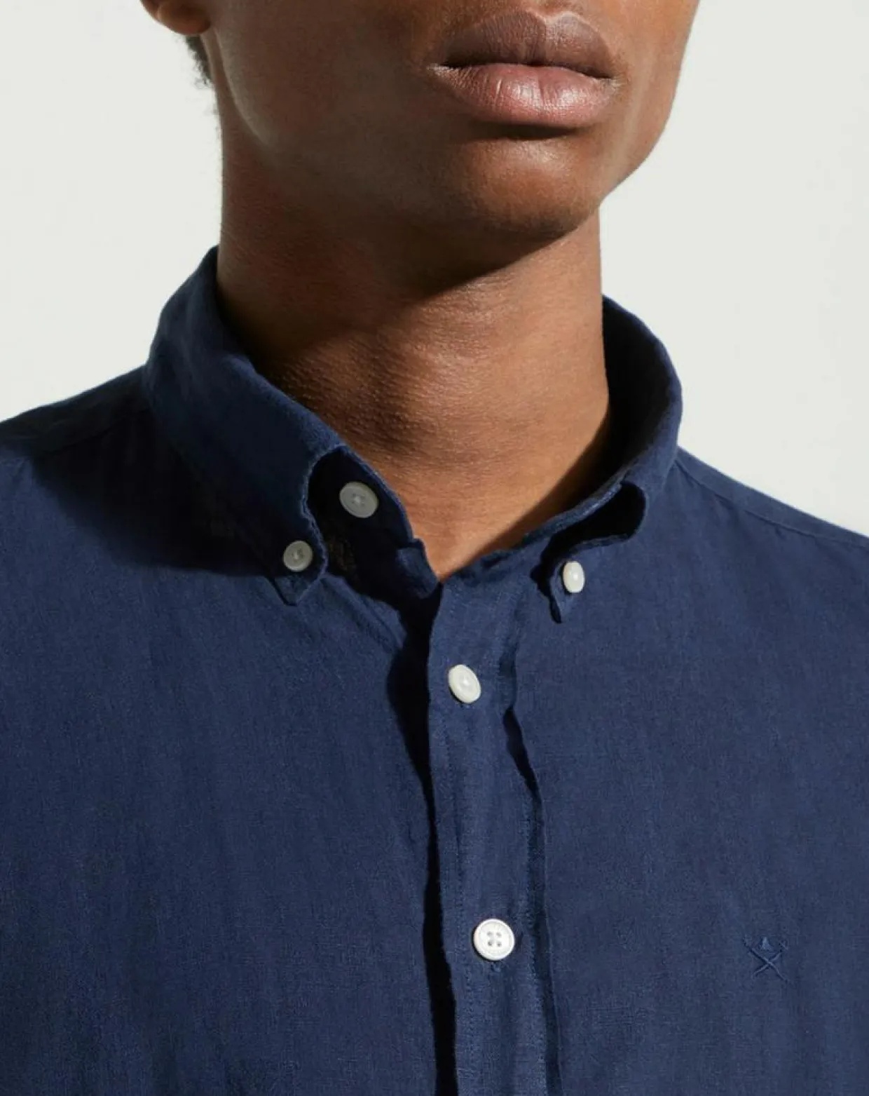Chemise 100% Lin Slim Fit bleu foncé-Hackett London Hot