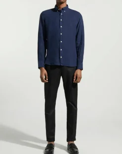 Chemise 100% Lin Slim Fit bleu foncé-Hackett London Hot