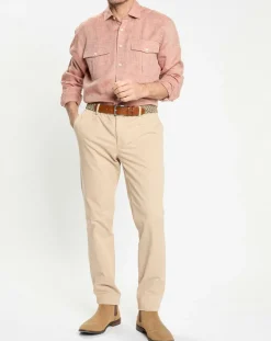 Homme Hackett London Chemises^Chemise 100% Lin Slim Fit double poche orange moyen