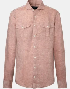 Homme Hackett London Chemises^Chemise 100% Lin Slim Fit double poche orange moyen