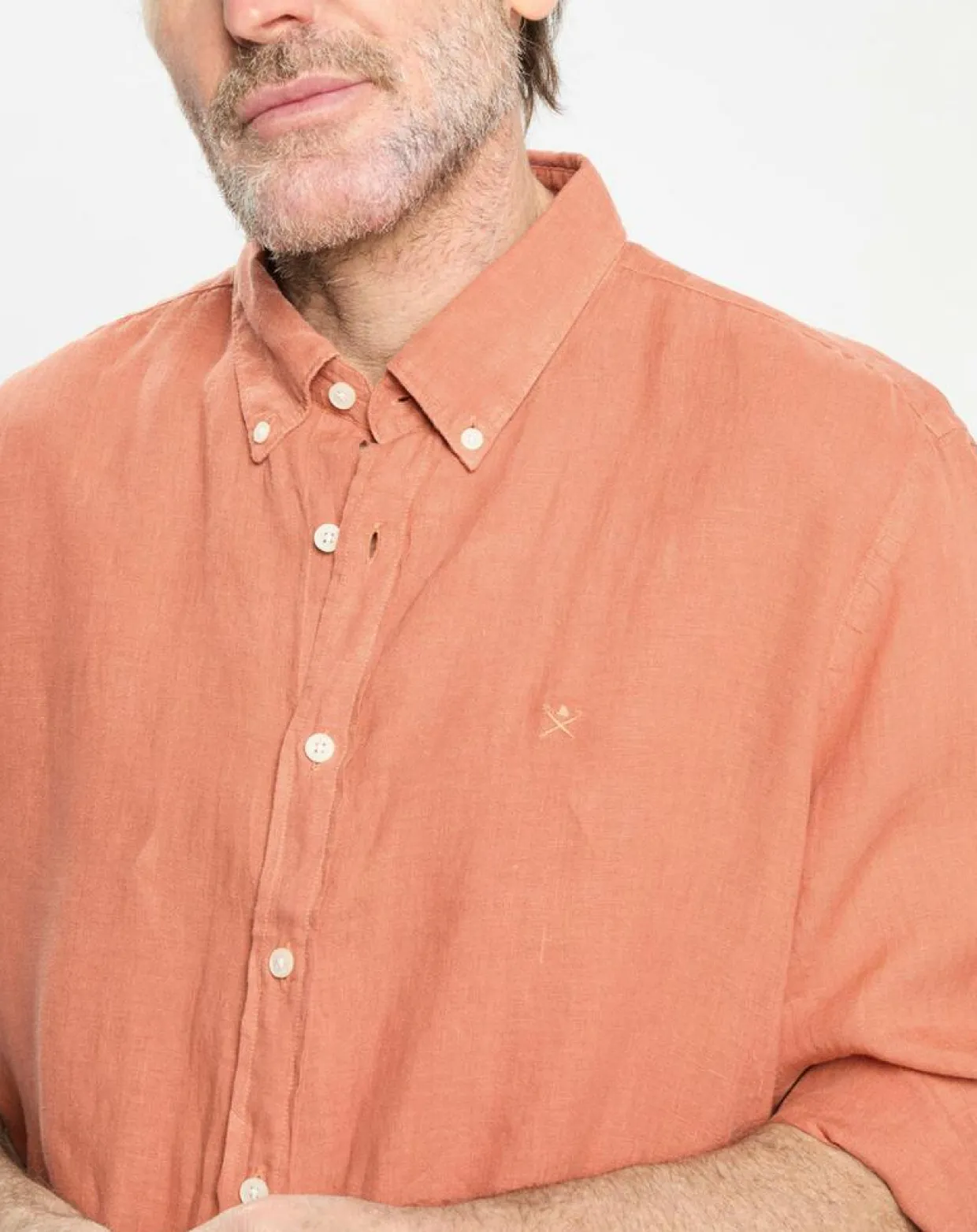 Chemise 100% Lin Slim Fit orange moyen-Hackett London Online