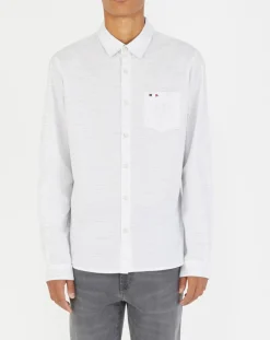 Homme Oxbow Chemises^Chemise ajustée Crena à fines rayures écru/noir