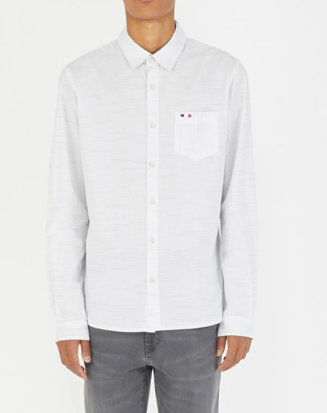 Homme Oxbow Chemises^Chemise ajustée Crena à fines rayures écru/noir